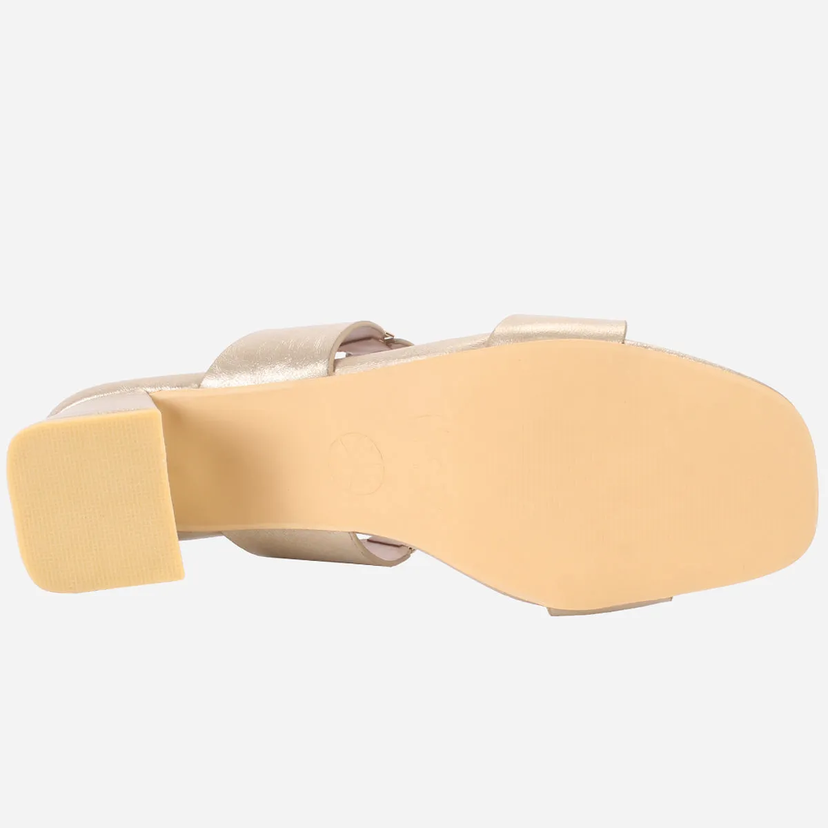 Womens "NATALIA" Fancy Block Heel Slide In Sandals