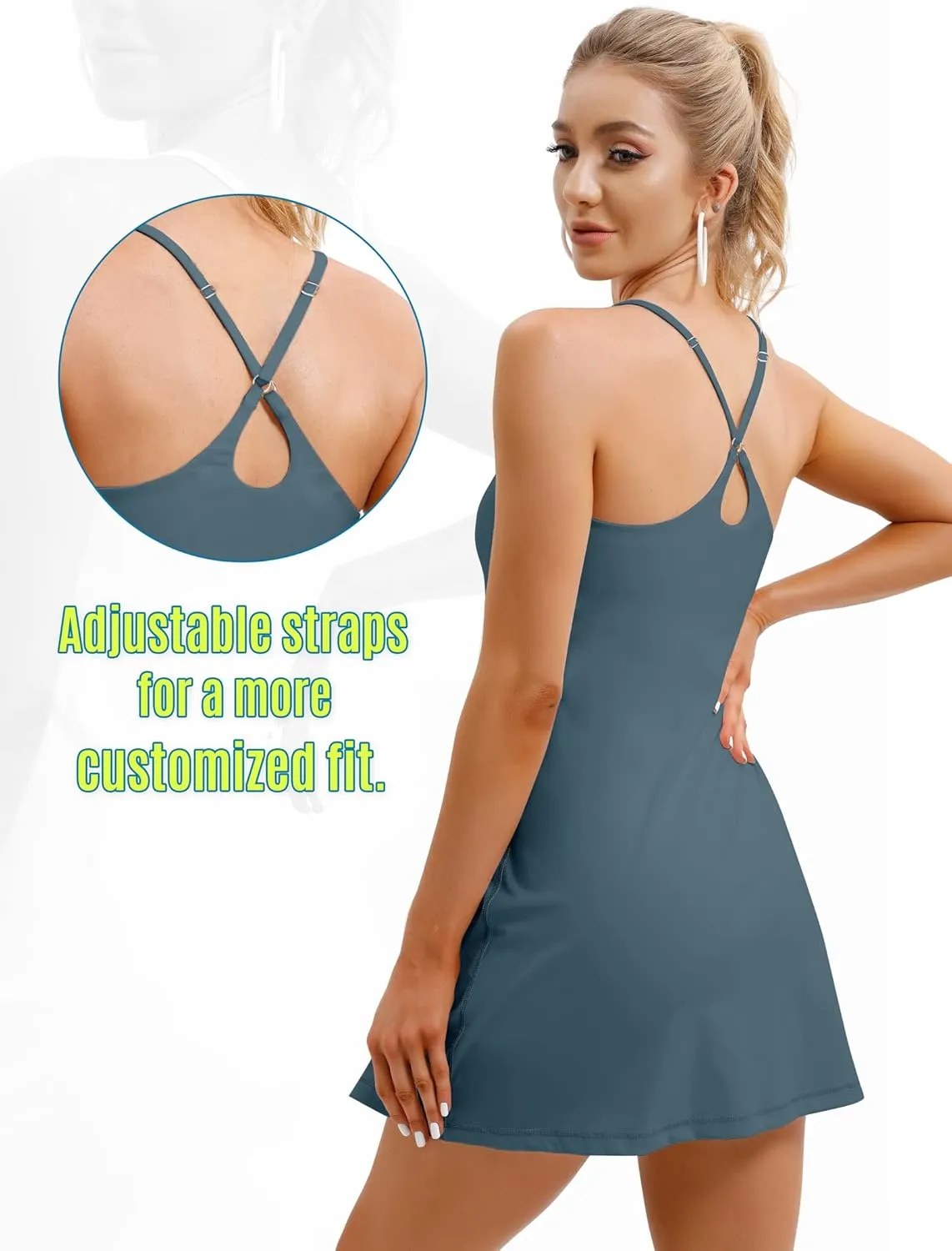 Womens Tennis Dress, Athletic Dress with Built-in Bra & Shorts Pockets Summer Dresses for Women Golf Outfits for Workout