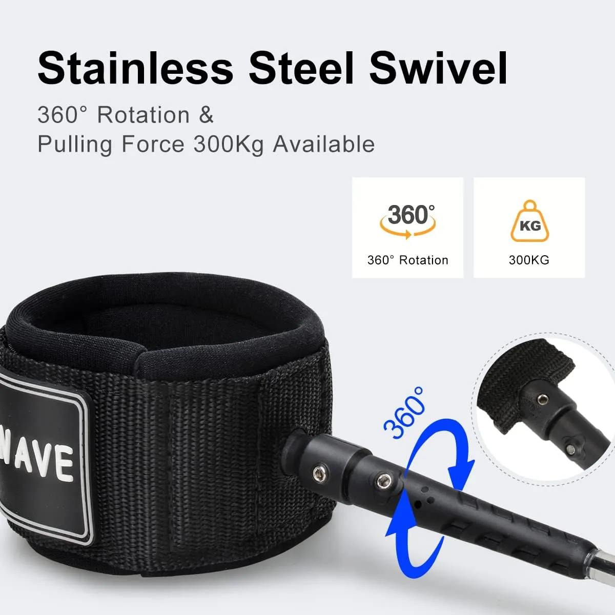 WOOWAVE Surfboard Leash Premium Surf Leash SUP Leg Rope Straight 6/7/8/9 feet for All Types of Surfboards