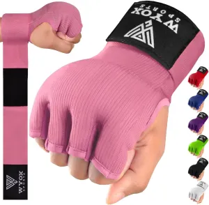 WYOX Gel Boxing Hand Wraps Inner Gloves for Men and Women, Quick 80cm Long Wrist Straps, Elasticated Padded Boxing Wraps for Muay Thai, MMA, Kickboxing, Martial Arts