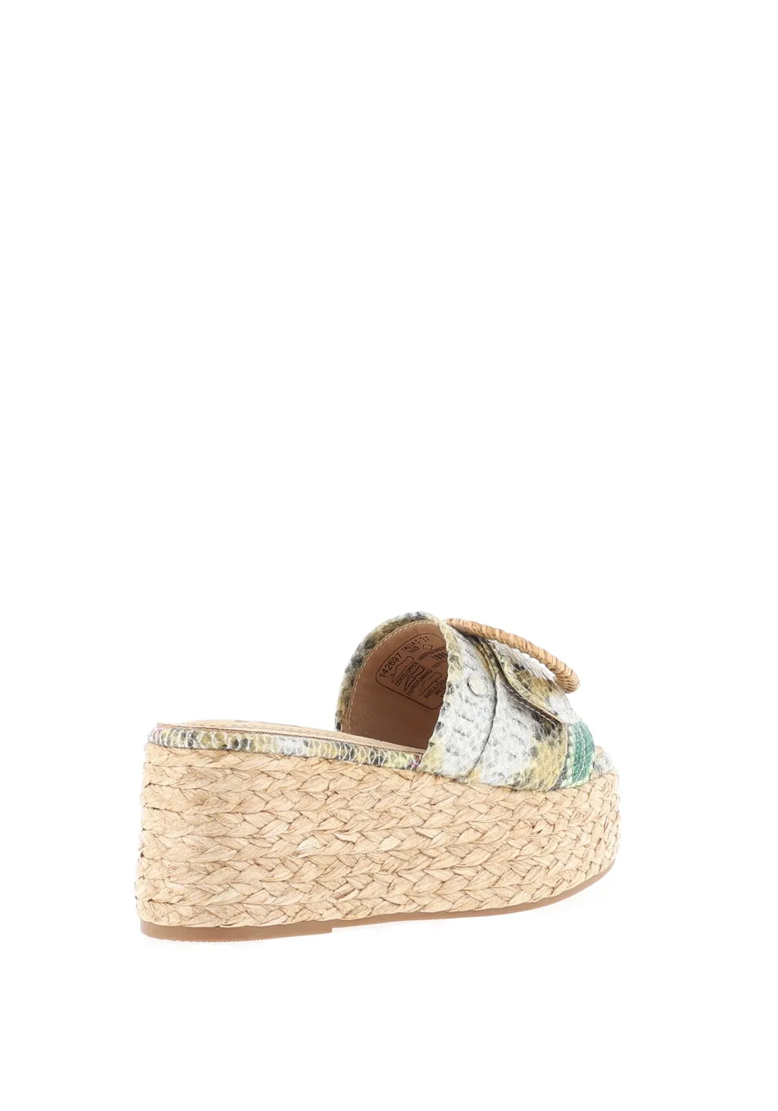 Xti Womens Snake Print Platform Mule Sandals, Khaki