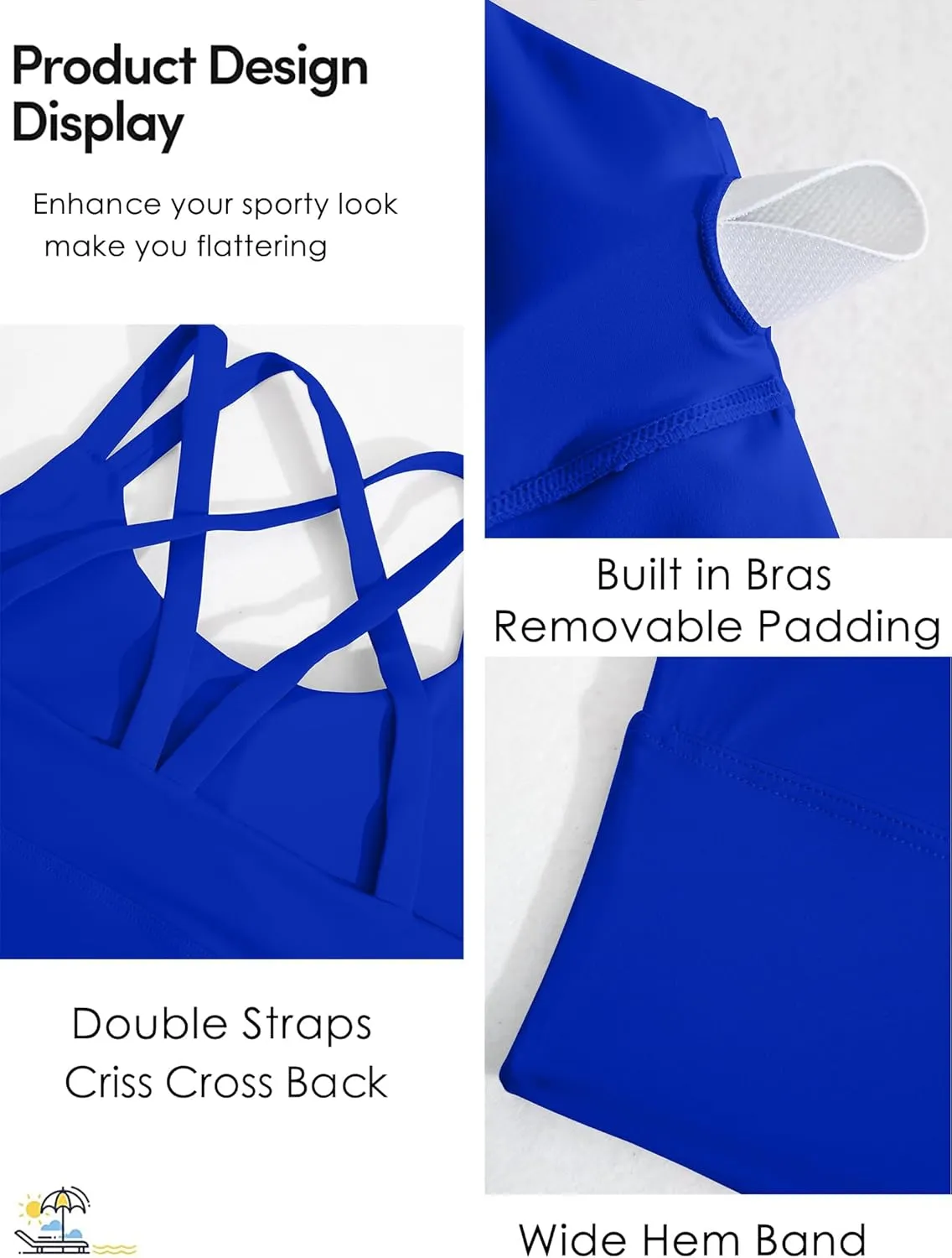XUNYU Strappy Sports Bra for Women Longline Padded Workout Tops High Impact Yoga Bras Criss Cross Back Crop Tank