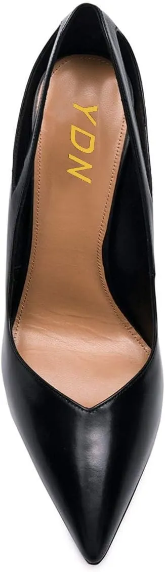 YDN Women Cutout Pointed Toe High Heels Formal Outfit Slip On Pumps Office Ladies Dress Patent Leather Shoes Size 4-15 US