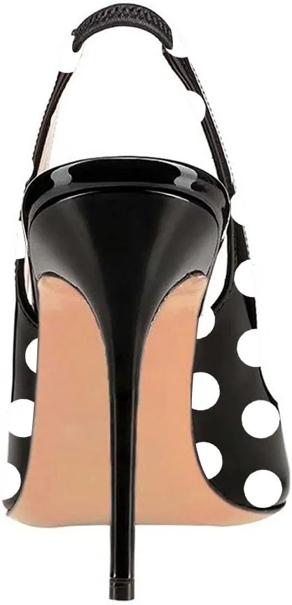 YDN Women Round Toe High Heels Pumps Slip on Stiletto Patent Evening Shoes with Slingback 4-15