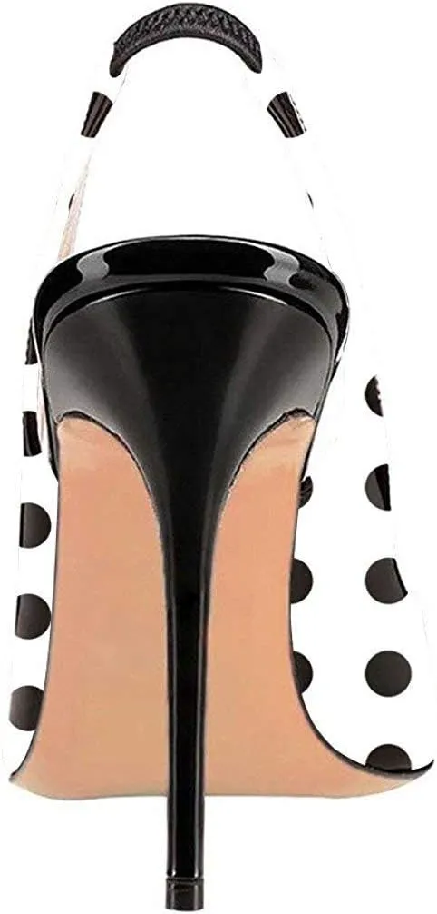 YDN Women Round Toe High Heels Pumps Slip on Stiletto Patent Evening Shoes with Slingback 4-15