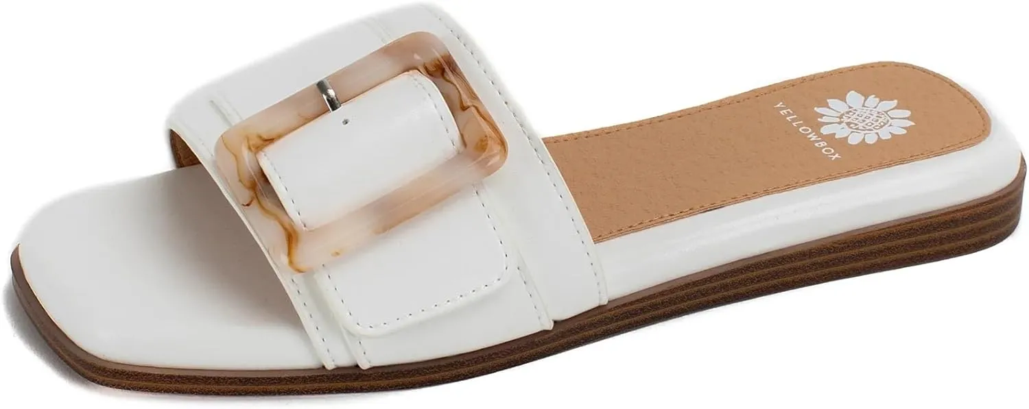 Yellow Box Women's Kelila Slide Sandal with Buckle, Square Toe