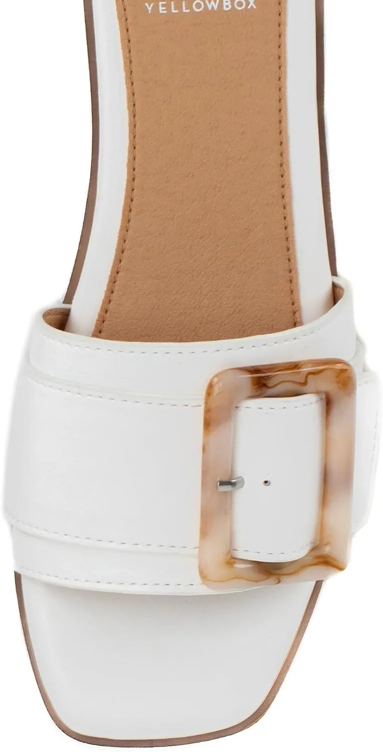 Yellow Box Women's Kelila Slide Sandal with Buckle, Square Toe