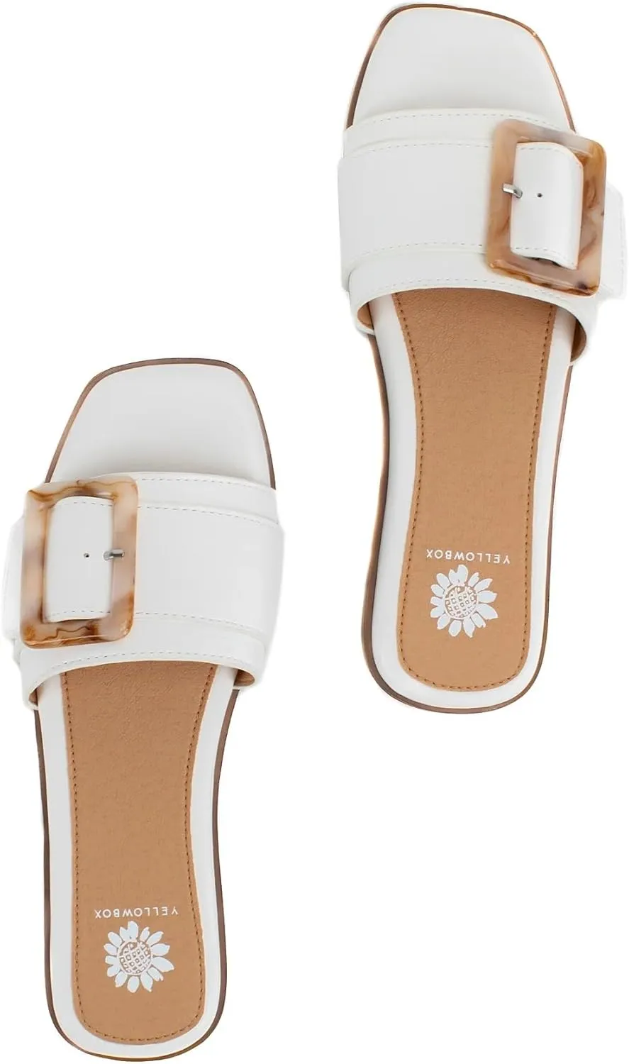 Yellow Box Women's Kelila Slide Sandal with Buckle, Square Toe