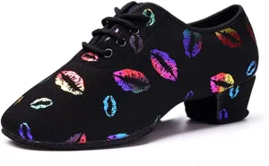 YKXLM Women Standard Practice Social Dance Sneaker Beginner Dance Practice Shoes for Women Low Heel Ballroom