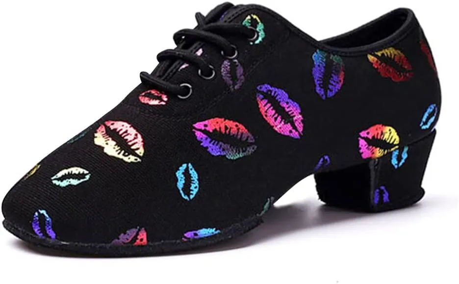 YKXLM Women Standard Practice Social Dance Sneaker Beginner Dance Practice Shoes for Women Low Heel Ballroom