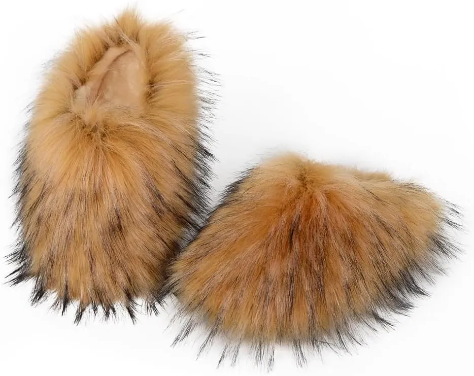 ZSGYCHCY Women's Winter Faux Fur Slides House Slippers Fluffy Sandals Furry Slide Indoor Outdoor
