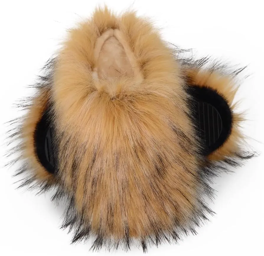 ZSGYCHCY Women's Winter Faux Fur Slides House Slippers Fluffy Sandals Furry Slide Indoor Outdoor